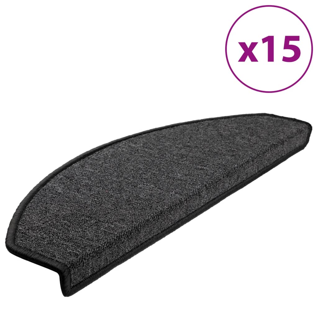 vidaXL Stufenmatten 15 Stk. 65x24x4 cm Anthrazit Halbrund Groß