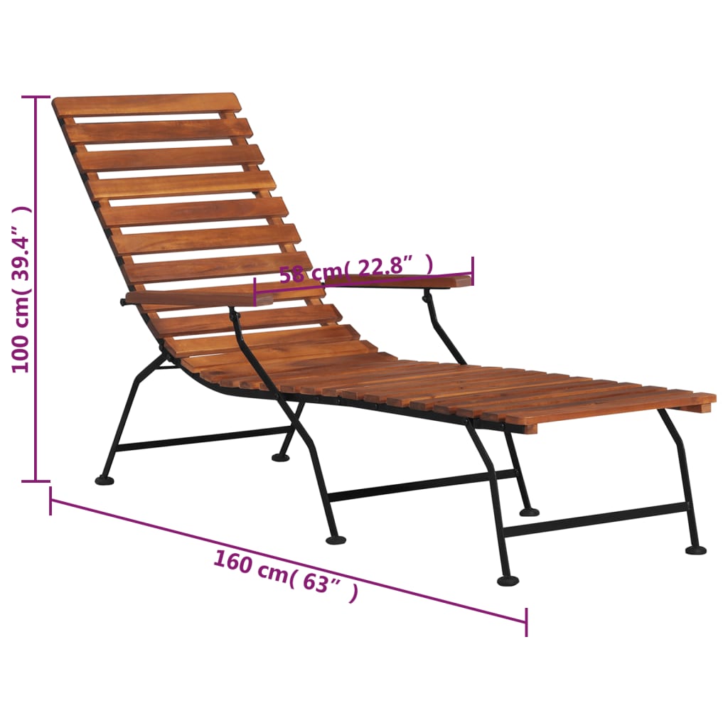 vidaXL Outdoor Liegestuhl Akazienholz Massiv