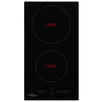 vidaXL Glaskeramik-Kochfeld mit 2 Platten Touch Control 3000 W