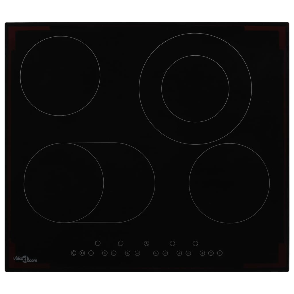 vidaXL Glaskeramik-Kochfeld mit 4 Platten Touch Control 6000 W