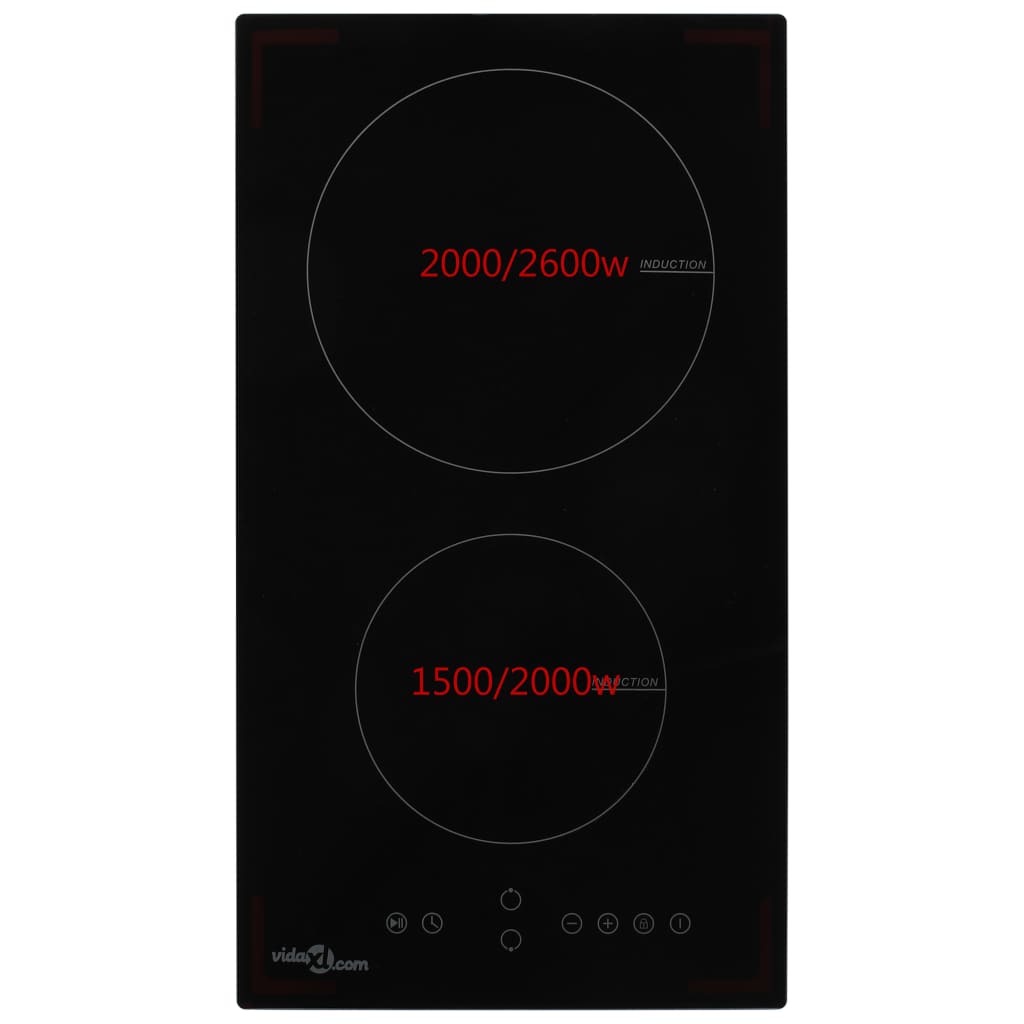 vidaXL Induktionskochfeld mit 2 Platten Touch Control Glas 3500 W