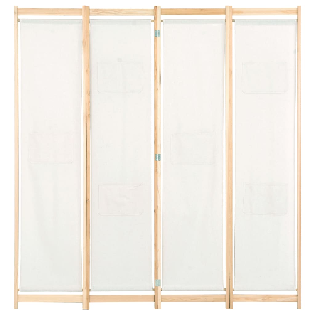 vidaXL 4-teiliger Raumteiler Cremeweiß 160 x 170 x 4 cm Stoff