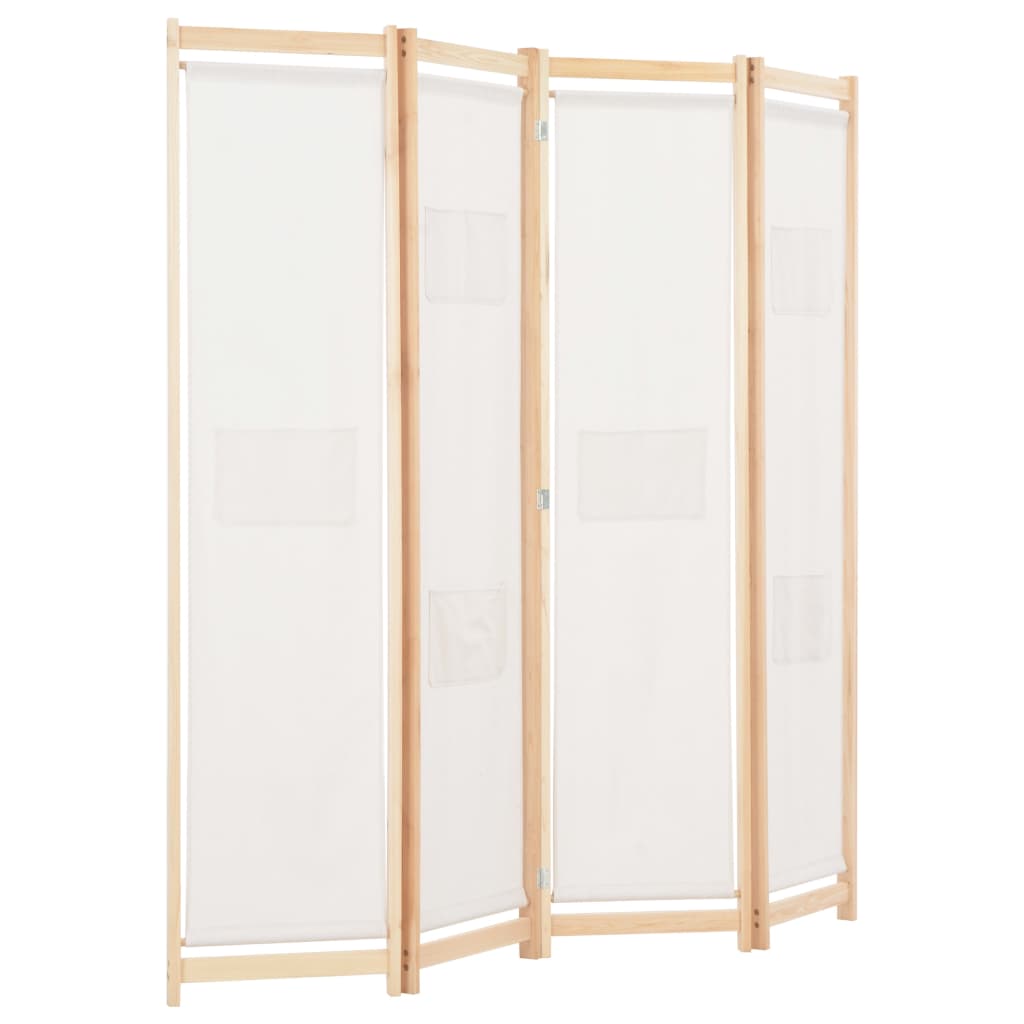 vidaXL 4-teiliger Raumteiler Cremeweiß 160 x 170 x 4 cm Stoff