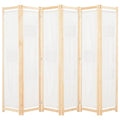 vidaXL 6-teiliger Raumteiler Cremeweiß 240 x 170 x 4 cm Stoff