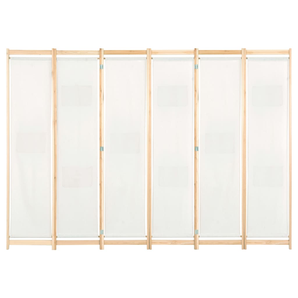 vidaXL 6-teiliger Raumteiler Cremeweiß 240 x 170 x 4 cm Stoff
