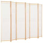 vidaXL 6-teiliger Raumteiler Cremeweiß 240 x 170 x 4 cm Stoff