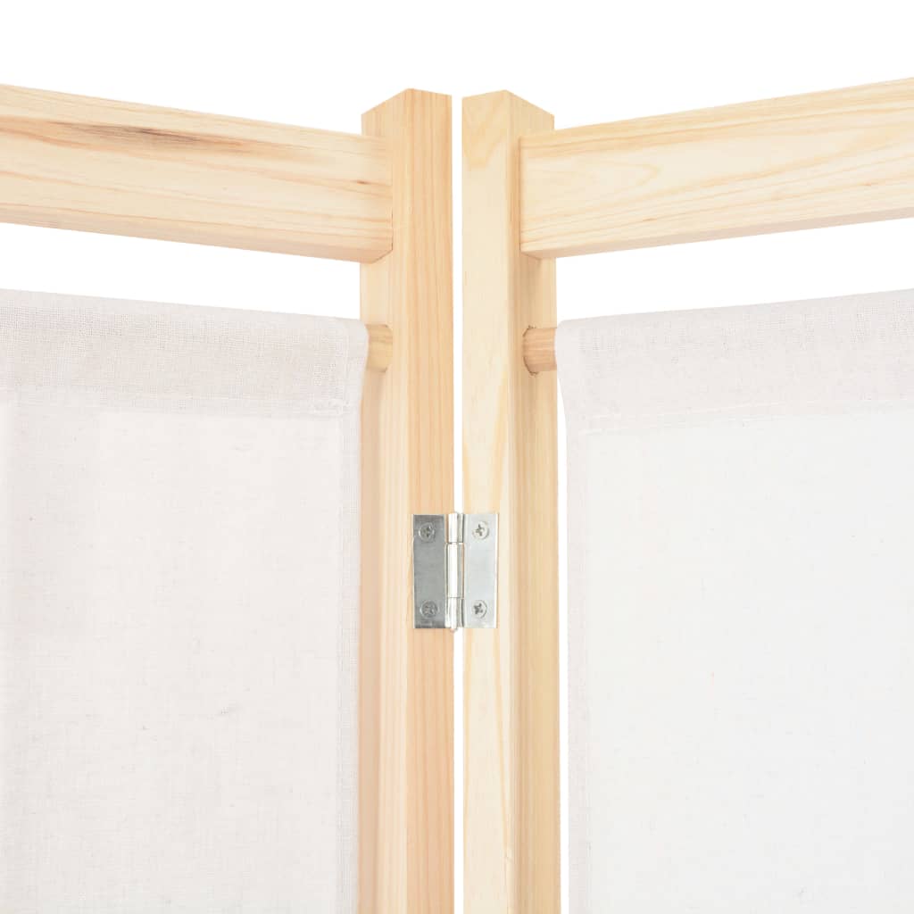 vidaXL 6-teiliger Raumteiler Cremeweiß 240 x 170 x 4 cm Stoff