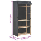 vidaXL 3-stufiger Kleiderschrank Grau 79 x 40 x 170 cm Stoff