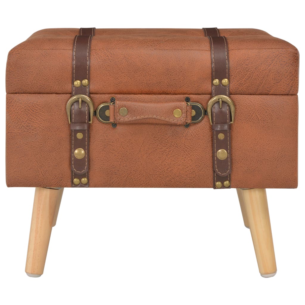 vidaXL Hocker mit Stauraum 40 cm Hellbraun Kunstleder