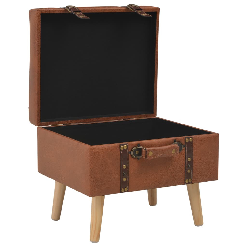 vidaXL Hocker mit Stauraum 40 cm Hellbraun Kunstleder