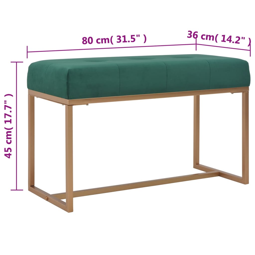 vidaXL Bank 80 cm Grün Samt