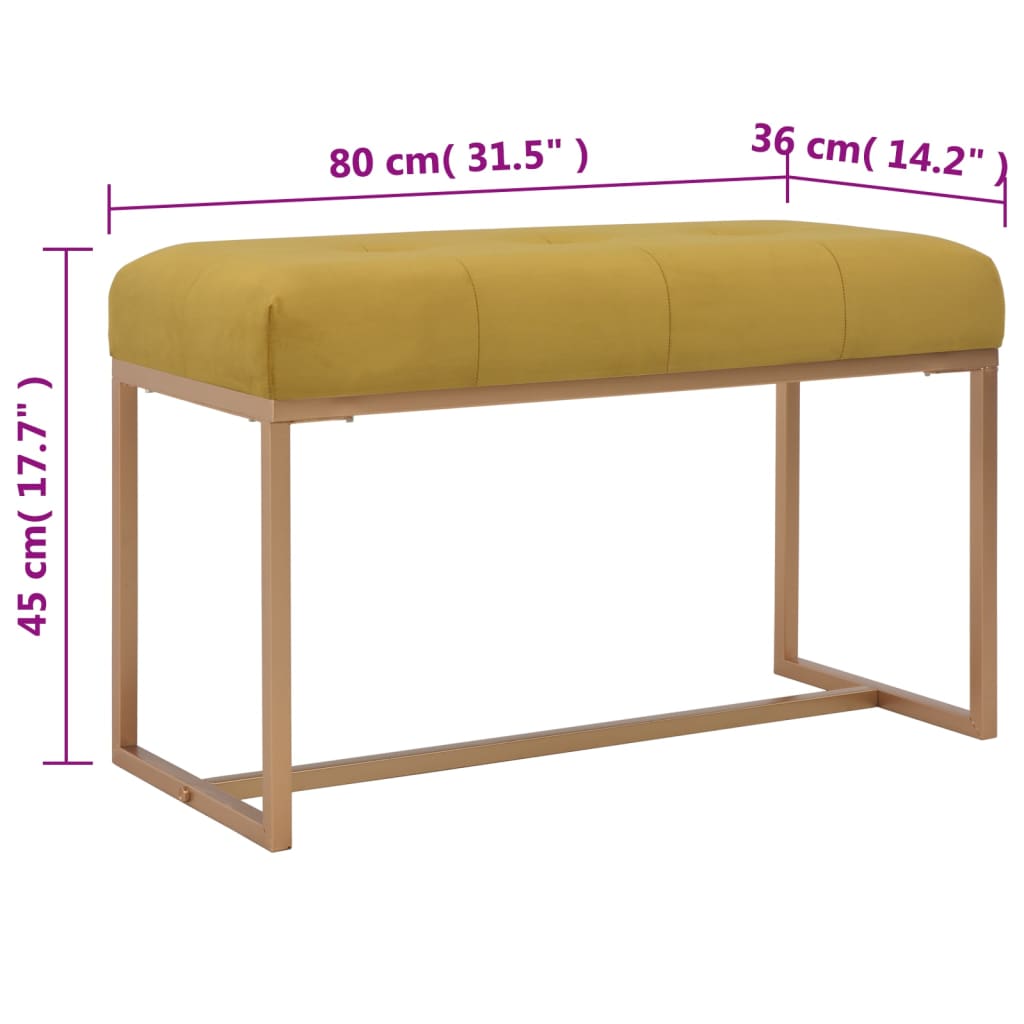 vidaXL Bank 80 cm Senfgelb Samt
