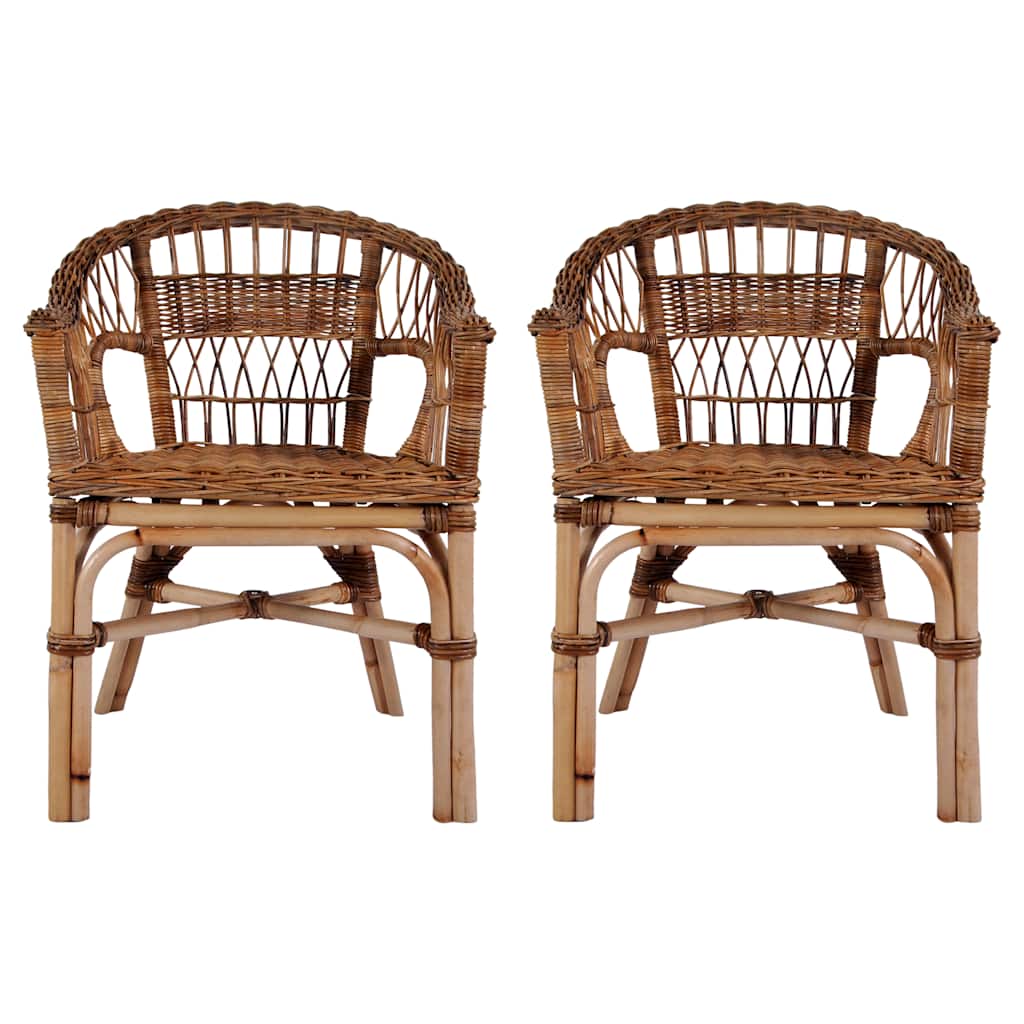 vidaXL Gartenstühle 2 Stk. Natürliches Rattan Braun