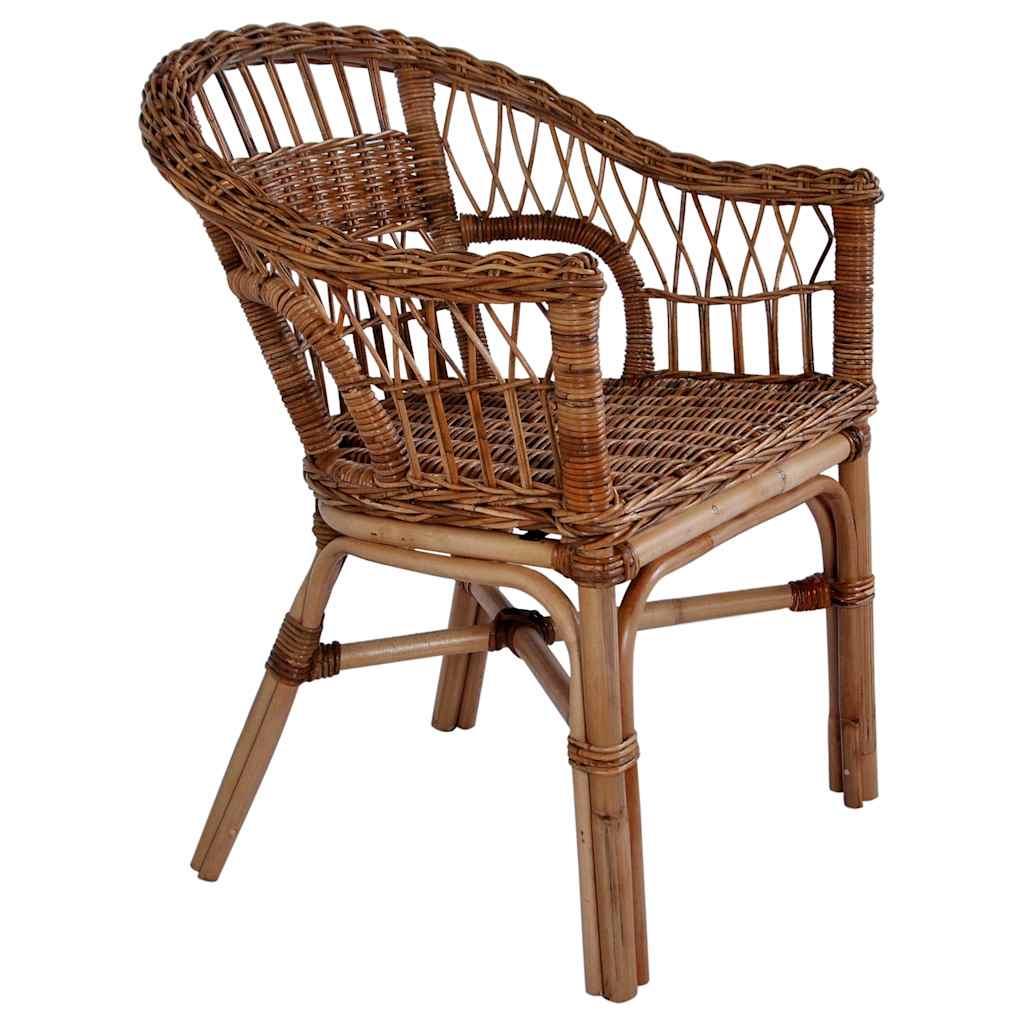 vidaXL Gartenstühle 2 Stk. Natürliches Rattan Braun