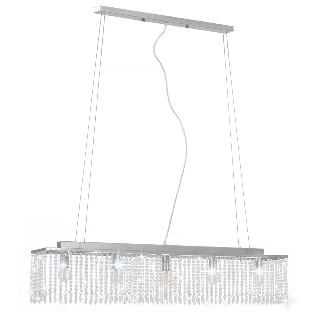 vidaXL Deckenleuchte mit Kristallperlen Silbern 104 cm E14