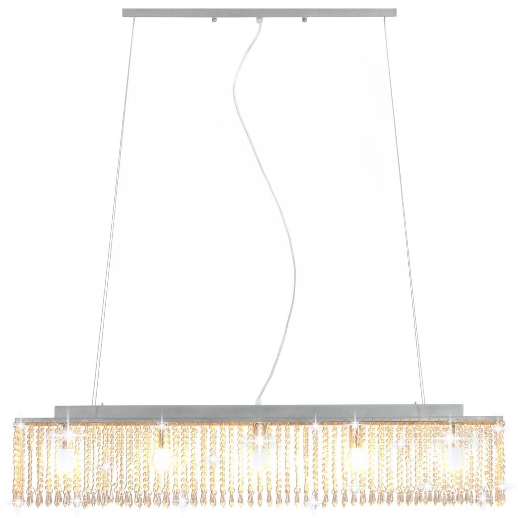 vidaXL Deckenleuchte mit Kristallperlen Silbern 104 cm E14