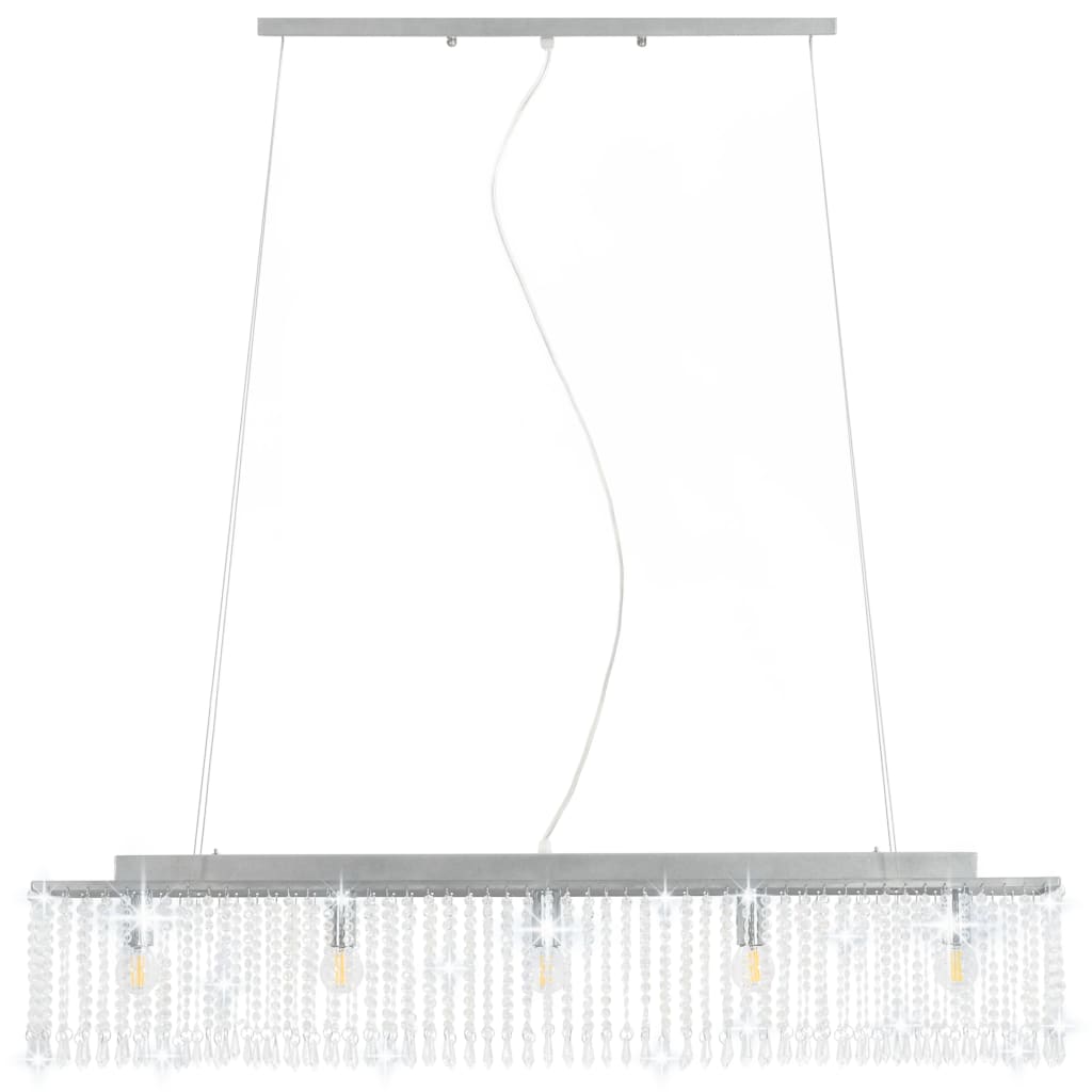 vidaXL Deckenleuchte mit Kristallperlen Silbern 104 cm E14