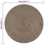 vidaXL Teppich Handgefertigt Jute Rund 90 cm Grau