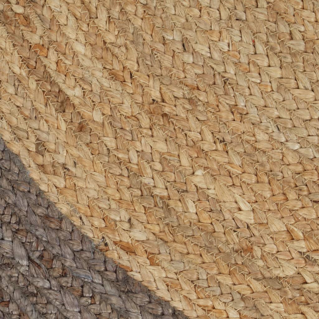 vidaXL Teppich Handgefertigt Jute mit Grauem Rand 90 cm