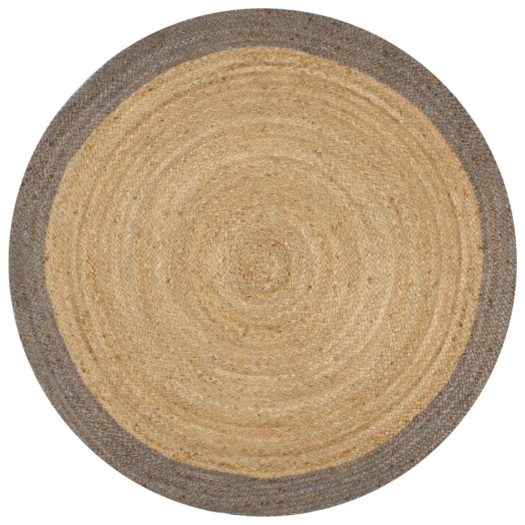 vidaXL Teppich Handgefertigt Jute mit Grauem Rand 90 cm