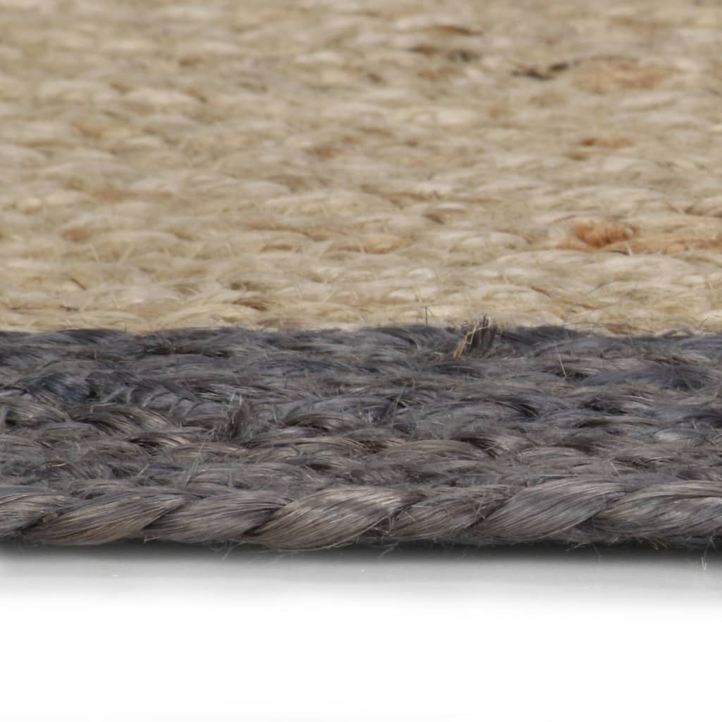 vidaXL Teppich Handgefertigt Jute mit Dunkelgrauem Rand 90 cm