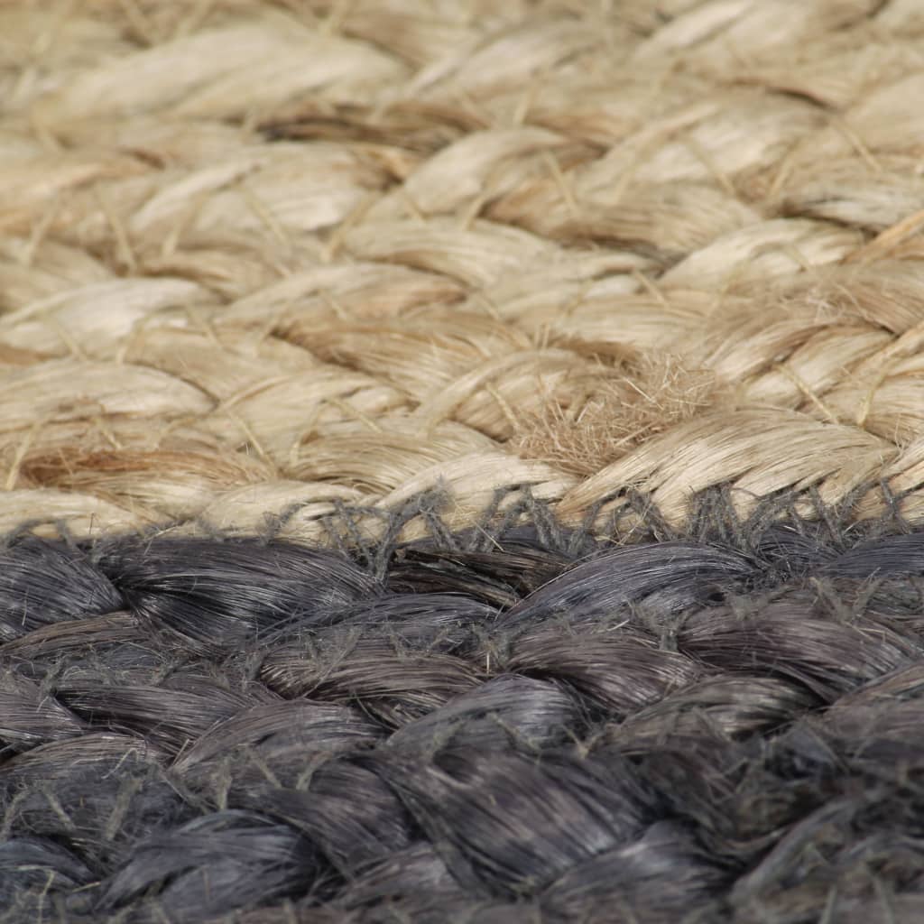 vidaXL Teppich Handgefertigt Jute mit Dunkelgrauem Rand 90 cm