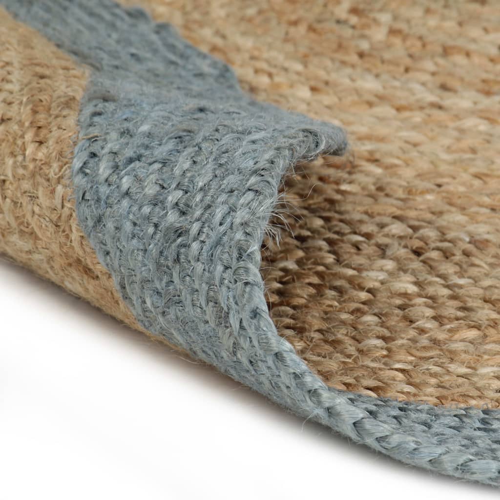 vidaXL Teppich Handgefertigt Jute mit Olivgrünem Rand 90 cm