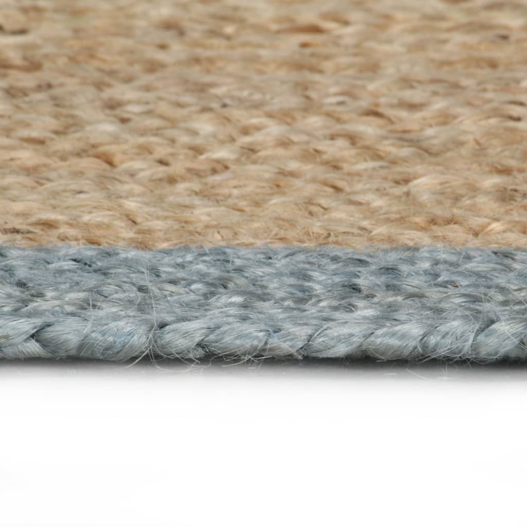 vidaXL Teppich Handgefertigt Jute mit Olivgrünem Rand 90 cm