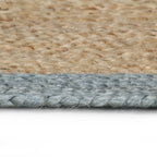vidaXL Teppich Handgefertigt Jute mit Olivgrünem Rand 90 cm