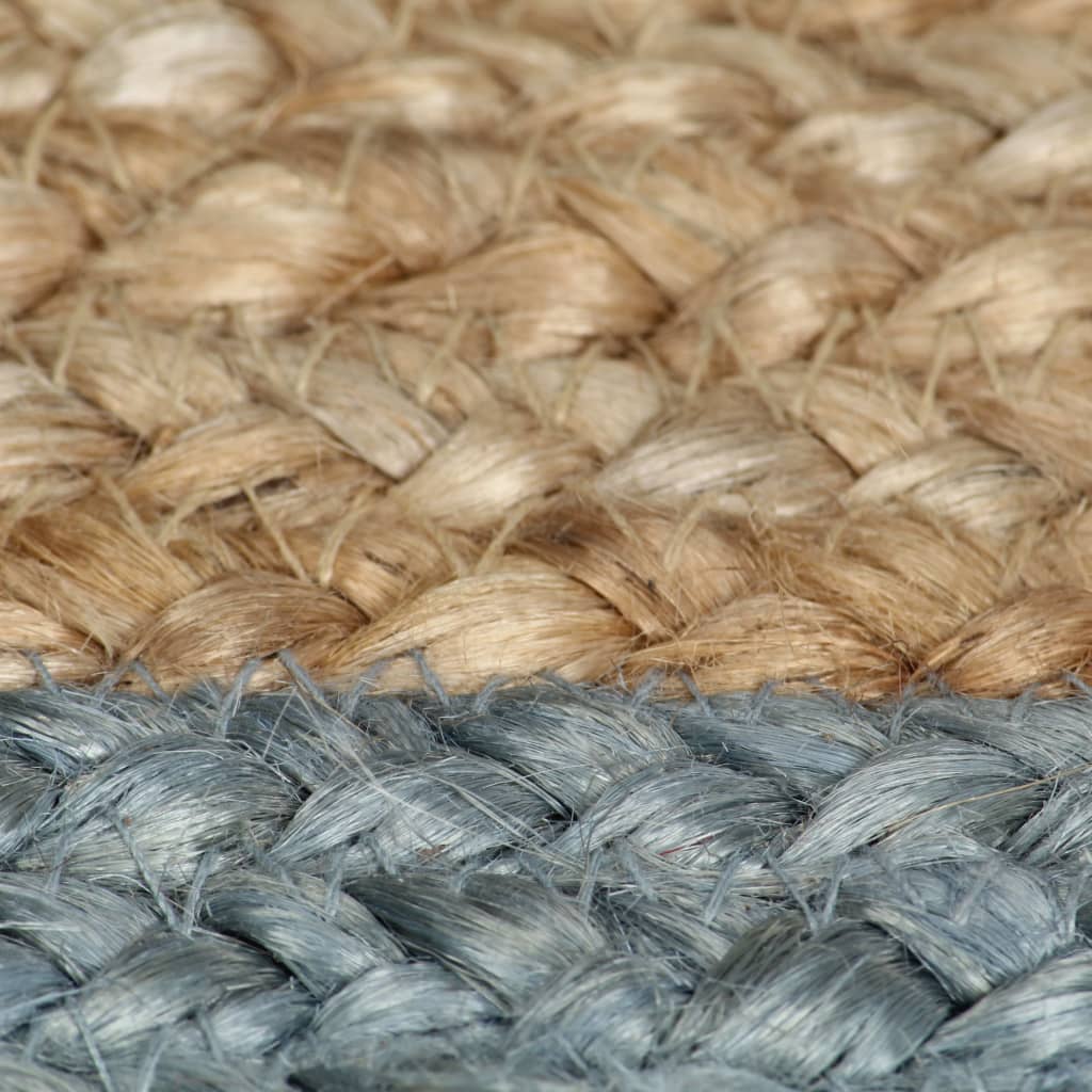 vidaXL Teppich Handgefertigt Jute mit Olivgrünem Rand 90 cm
