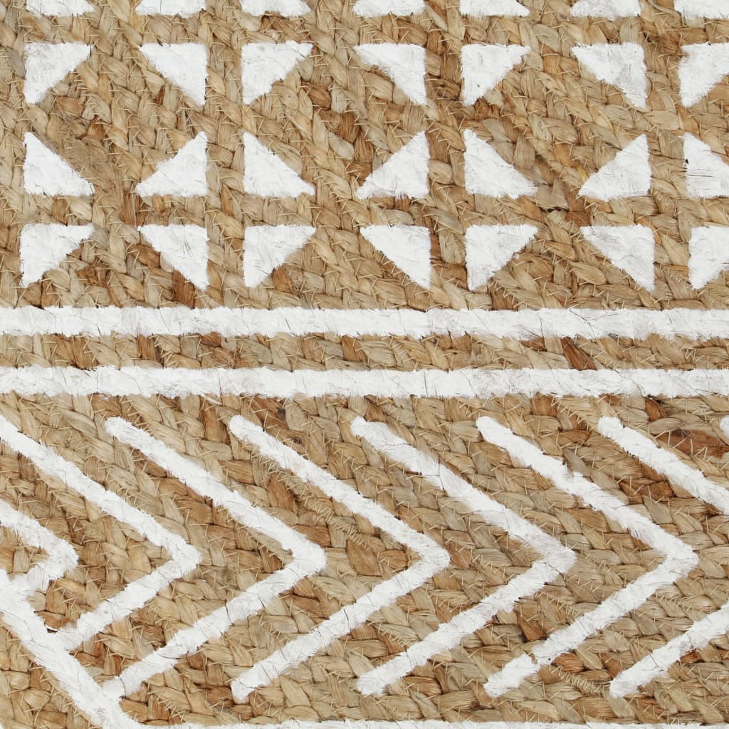 vidaXL Teppich Handgefertigt Jute Weißer Druck 90 cm