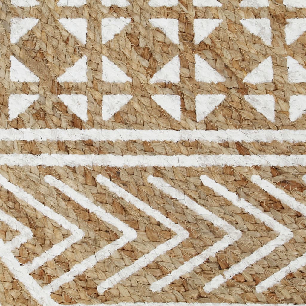 vidaXL Teppich Handgefertigt Jute mit weißem Aufdruck 150 cm