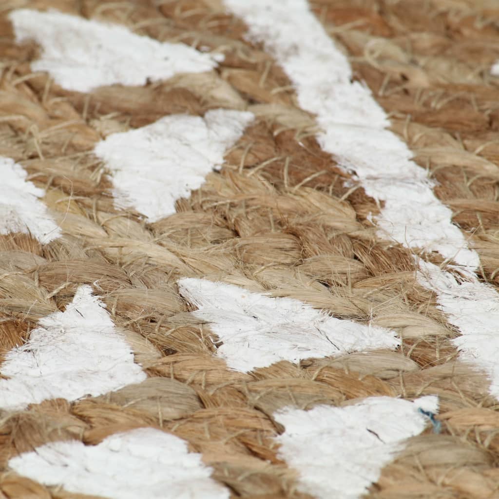 vidaXL Teppich Handgefertigt Jute mit weißem Aufdruck 150 cm