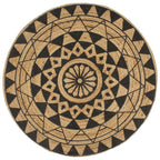 vidaXL Teppich Handgefertigt Jute Schwarzer Druck 90 cm