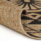 vidaXL Teppich Handgefertigt Jute mit Schwarzem Aufdruck 150 cm