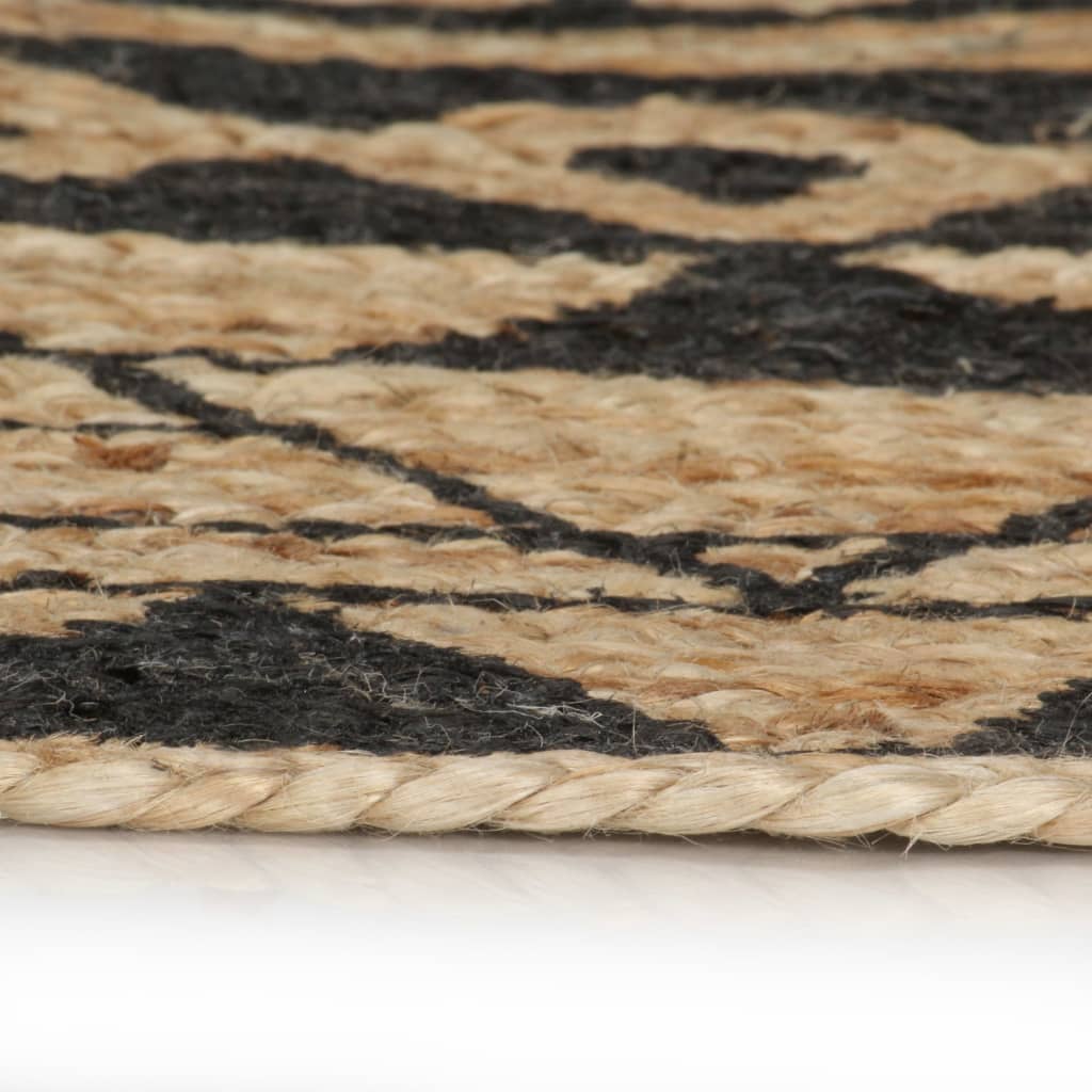 vidaXL Teppich Handgefertigt Jute mit Schwarzem Aufdruck 150 cm
