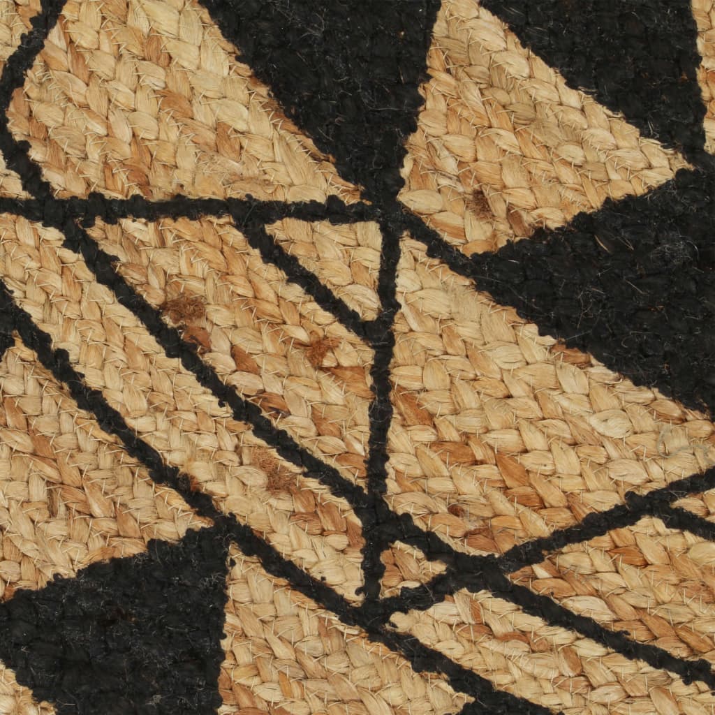 vidaXL Teppich Handgefertigt Jute mit Schwarzem Aufdruck 150 cm