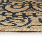 vidaXL Teppich Handgefertigt Jute mit Dunkelblauem Aufdruck 90 cm