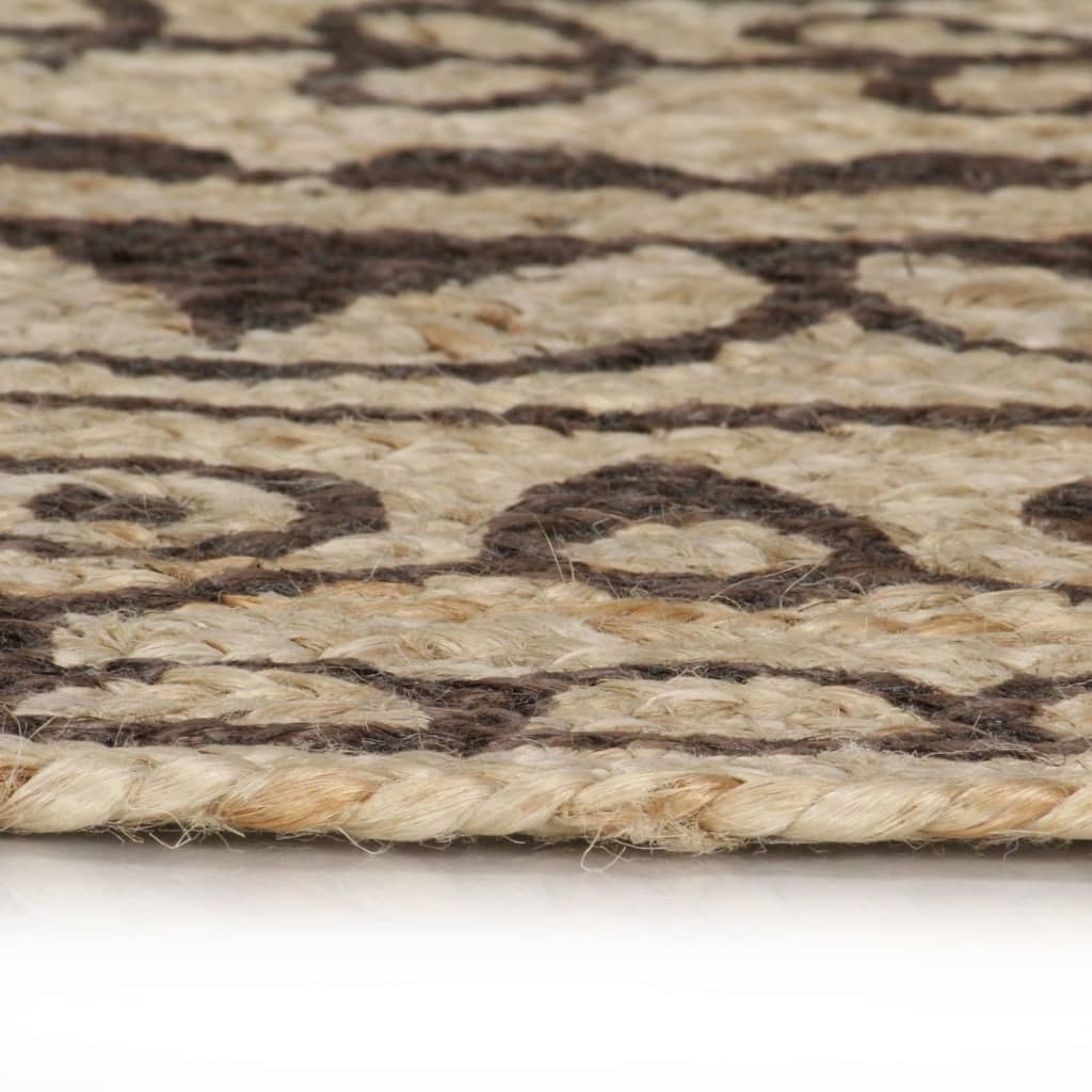 vidaXL Teppich Handgefertigt Jute mit Dunkelbraunem Aufdruck 90 cm