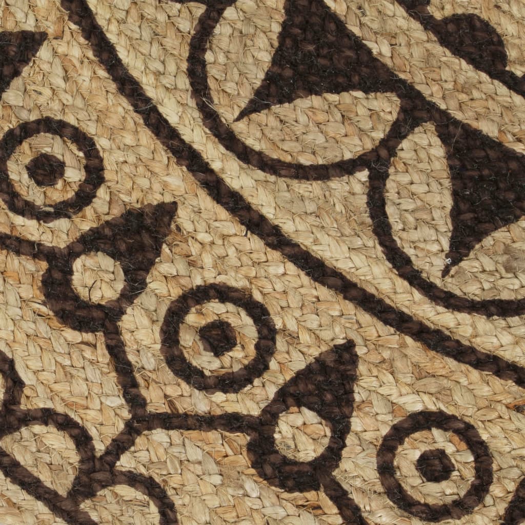 vidaXL Teppich Handgefertigt Jute mit Dunkelbraunem Aufdruck 90 cm