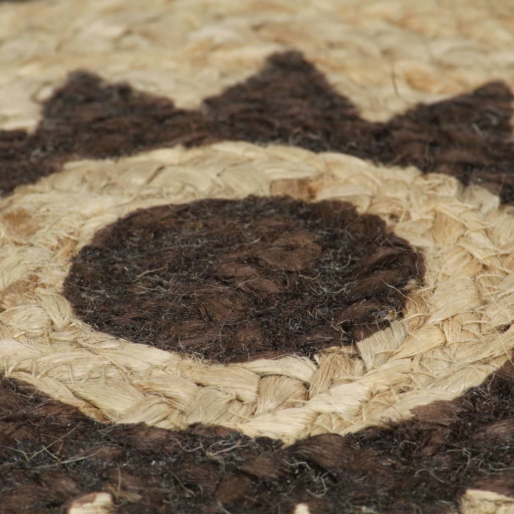 vidaXL Teppich Handgefertigt Jute mit Dunkelbraunem Aufdruck 90 cm