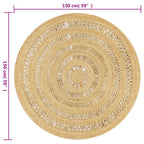 vidaXL Teppich Handgefertigt Geflochten Jute 150 cm