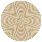 vidaXL Teppich Handgefertigt Jute mit Spiralen-Design Weiß 90 cm