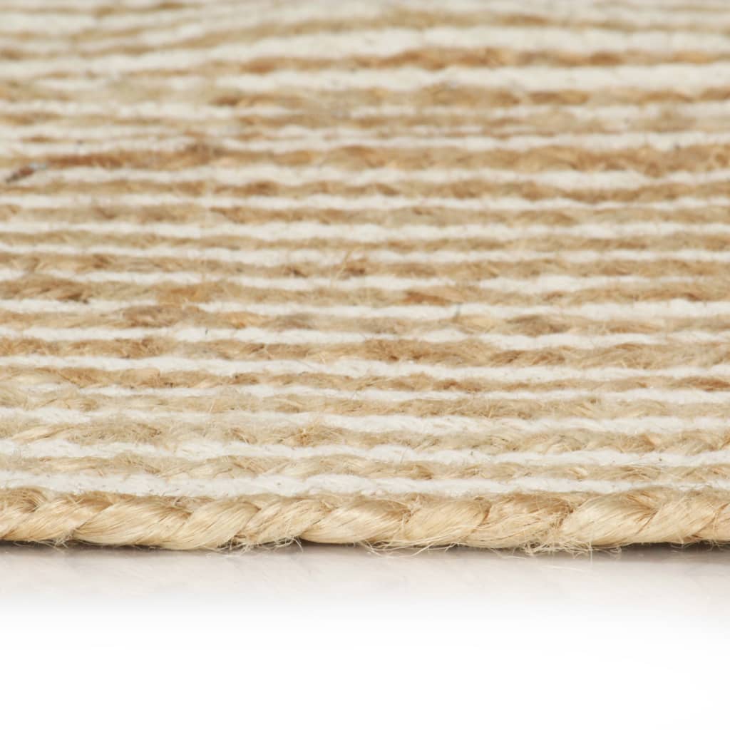 vidaXL Teppich Handgefertigt Jute mit Spiralen-Design Weiß 90 cm