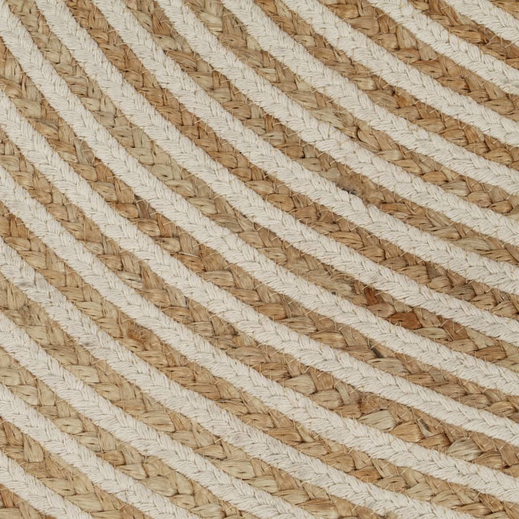 vidaXL Teppich Handgefertigt Jute mit Spiralen-Design Weiß 90 cm