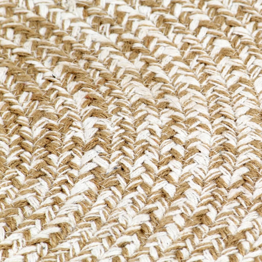vidaXL Teppich Handgefertigt Jute Weiß und Natur 90 cm