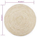 vidaXL Teppich Handgefertigt Jute Weiß und Natur 90 cm
