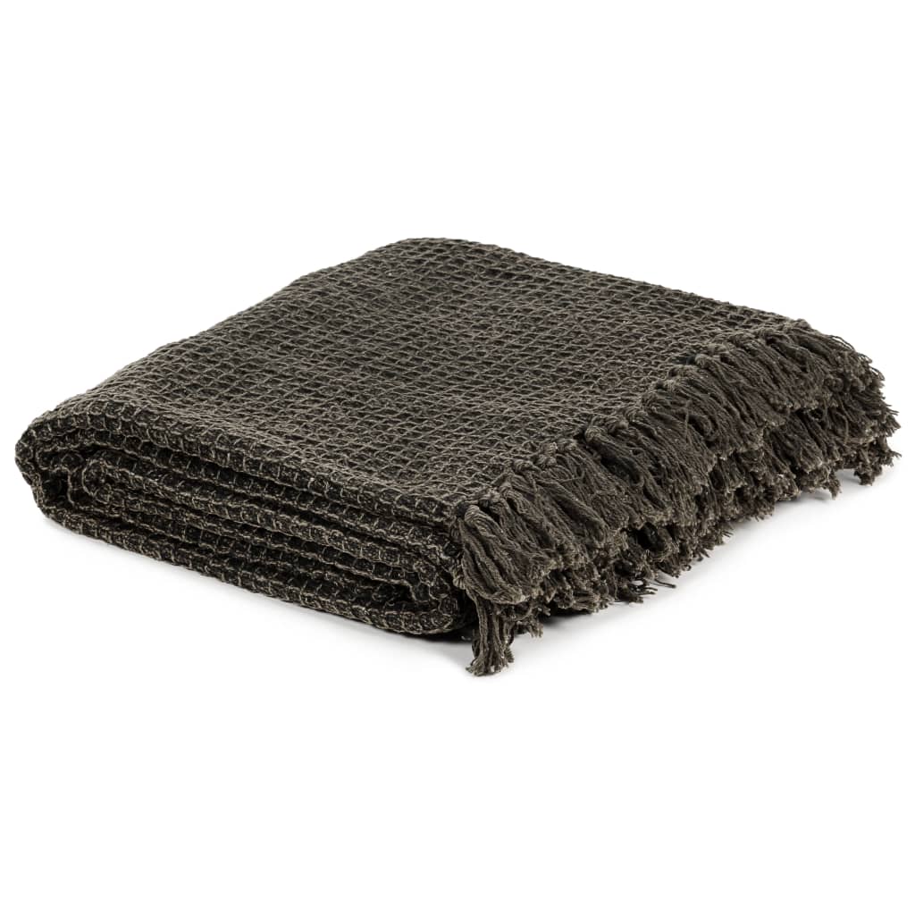 vidaXL Überwurf Baumwolle 125x150 cm Anthrazit/Braun