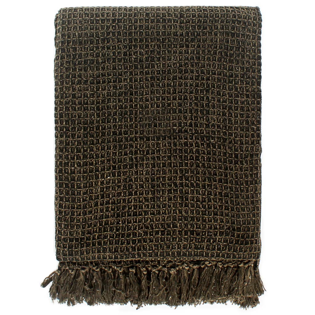 vidaXL Überwurf Baumwolle 125x150 cm Anthrazit/Braun