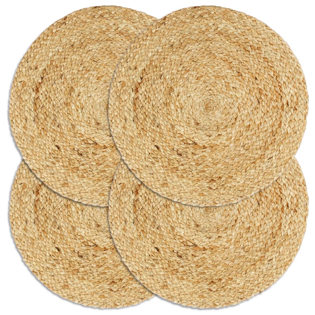 vidaXL Tischsets 4 Stk. Natur 38 cm Rund Jute